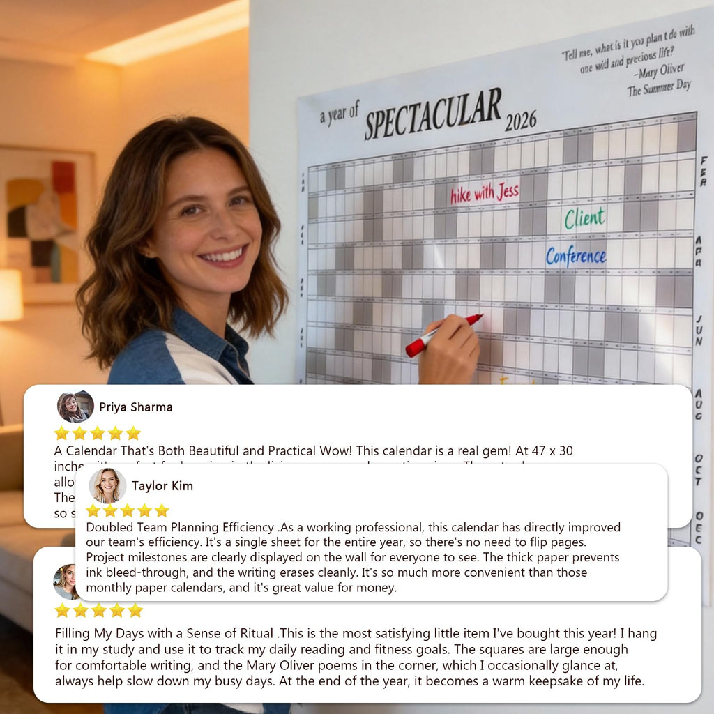 The Big Ass Calendar 2026 Full Year Wall Calendar Dry Erase Yearly Planificateur Familial Giant at a Glance One Page Calendars Small Desk Digital White Board 2026-2027 for Mom or Friends