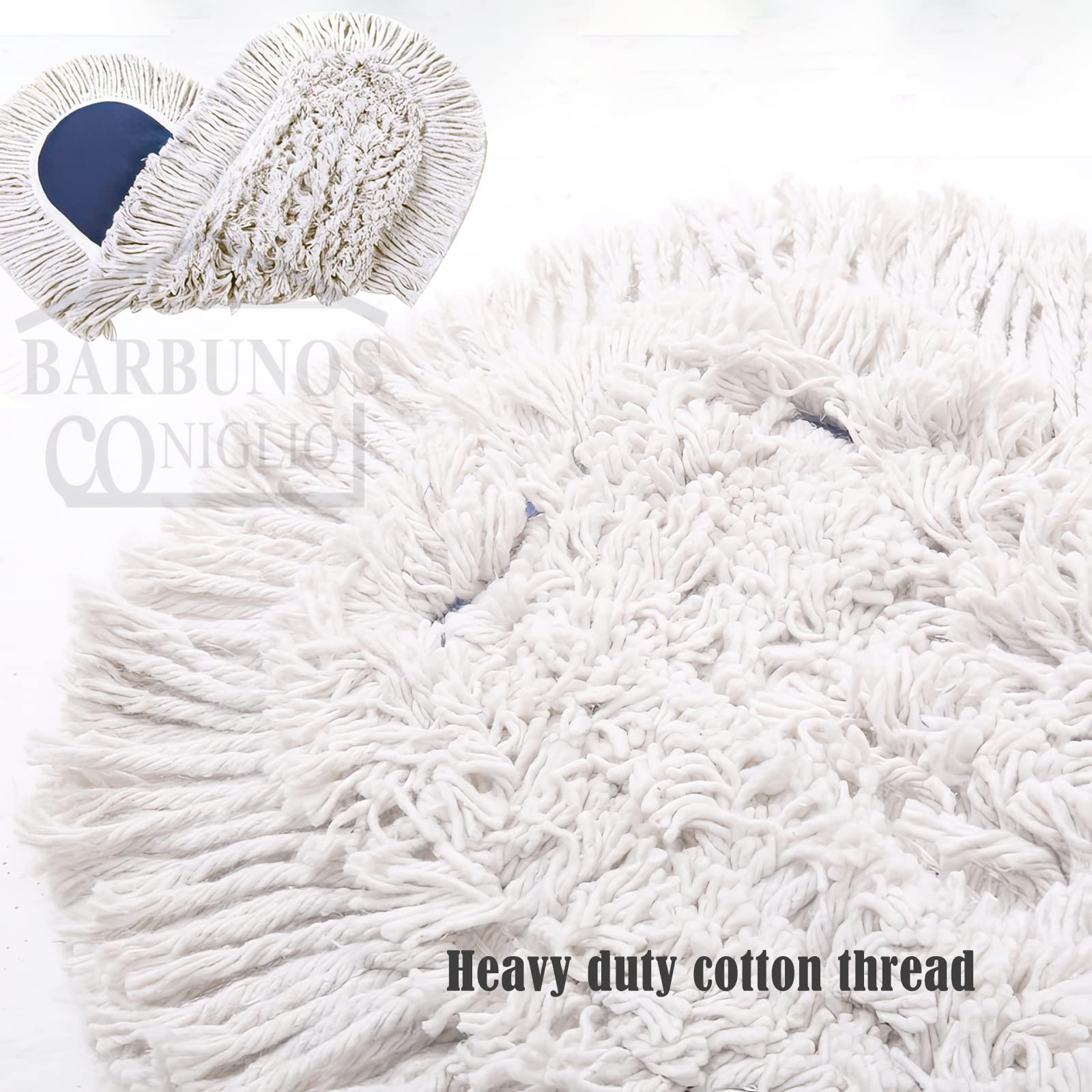 Large Mop Head 24" Industrial Strength Ultimate Cotton Floor Dust Mop Refill, Commercial Cleaner Mop Head Replacement, Dust Mops for Home, Industrial Use - Fit for Standard Size Mop Frame (1)