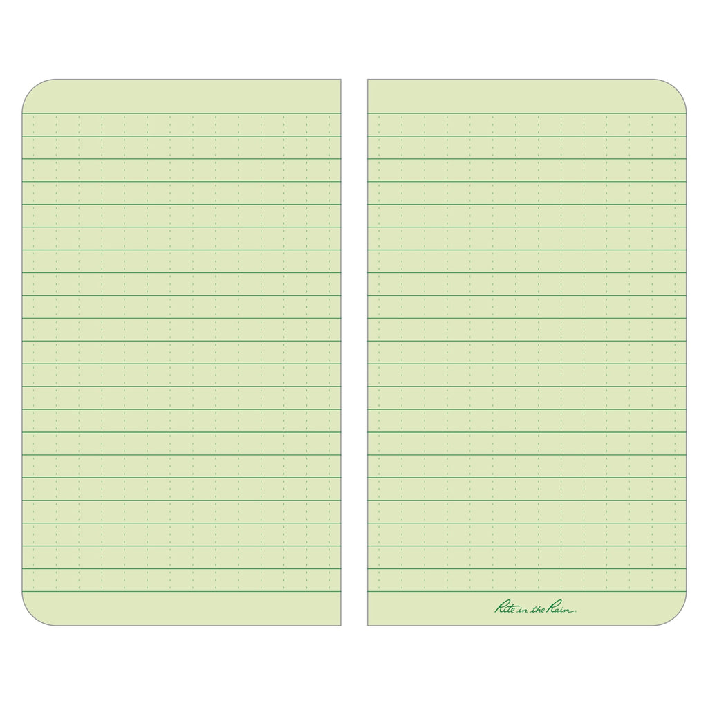 ‎Rite in the Rain Weatherproof Soft Cover Pocket Notebook, 3.5" x 6", Green Cover, Universal Pattern (No. 964)
