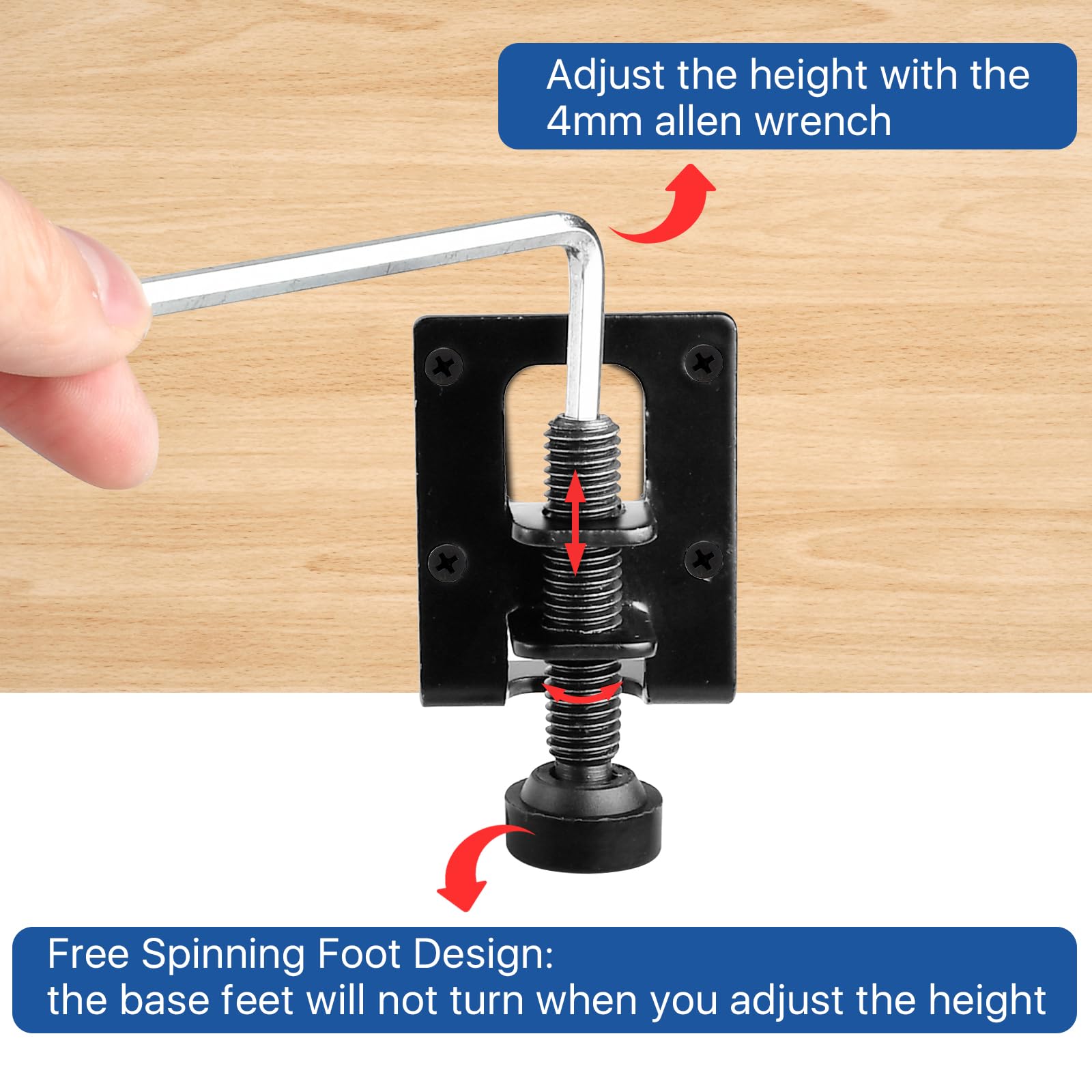 Supkiir 8 Pack Adjustable Leveling Feet, Heavy Duty Furniture Levelers, Black Adjustable Load Levelers Foot Table Leg Leveling Legs for Cabinet Chair Workbench Shelving Units Wardrobe