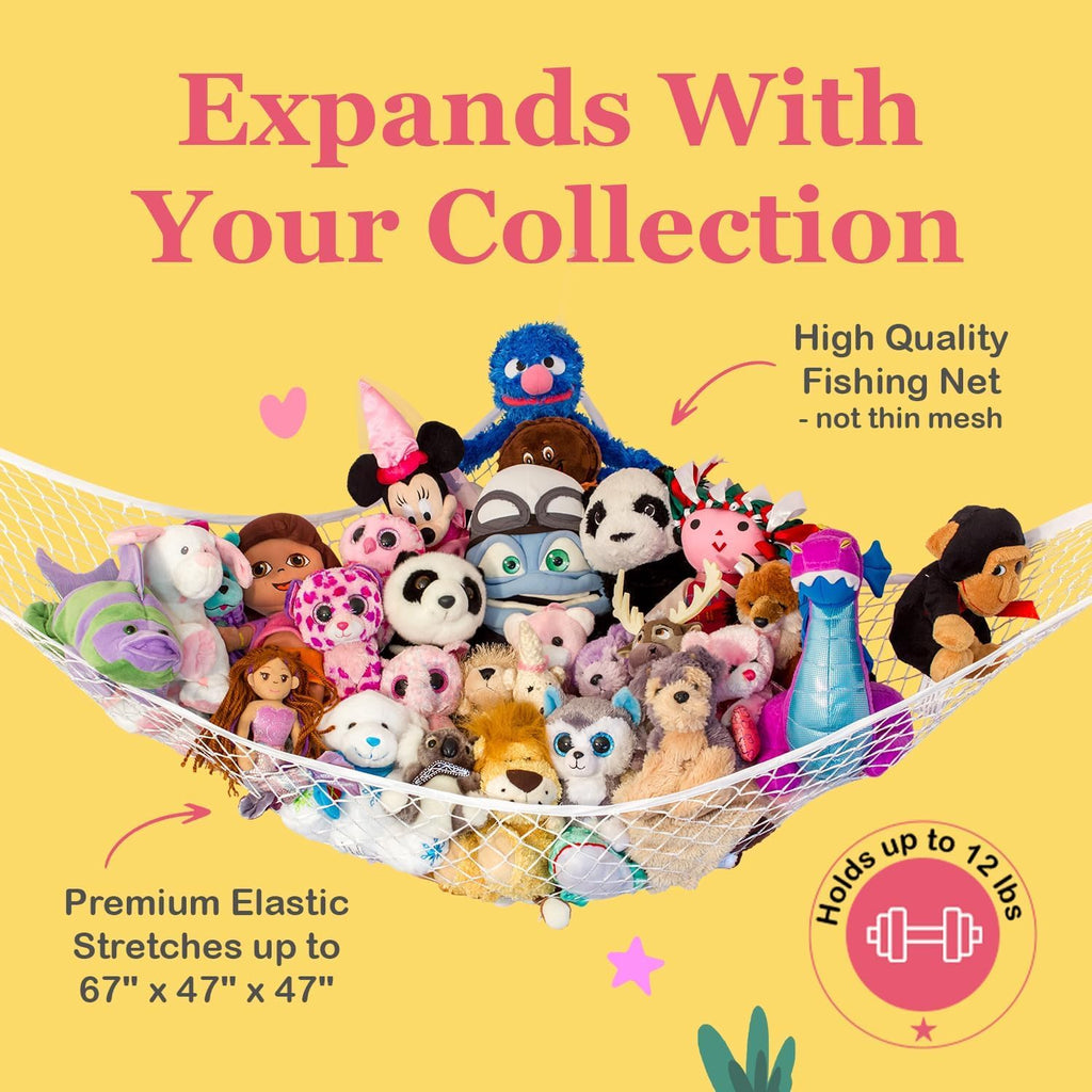 Lilly's Love Stuffed Animal Storage Net Hammock Large STUFFIE Party Hammock | Organize the Chaos