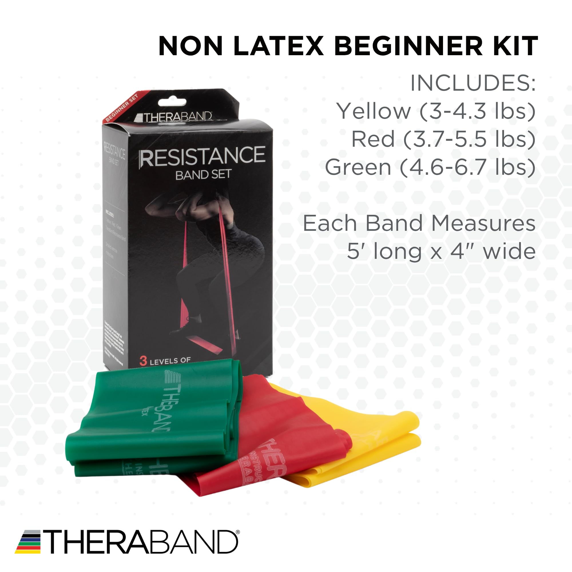 TheraBand Resistance Bands Set, Non-Latex Elastic Band for Upper/Lower Body Exercise, Strength Training Without Weights