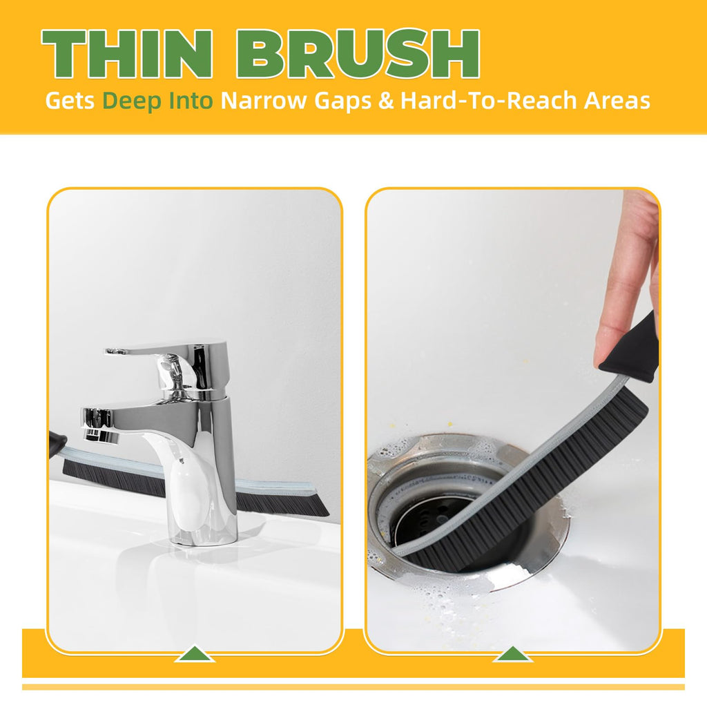 KMOSENIA Cleaning Brush, Hard Bristle Crevice Cleaning Brush, Grout Cleaning Brush, Scrub Brush for Tile Grout Crevice, Gap Cleaning Tools for Bathroom Kitchen Toilet Window Track (5, Black)
