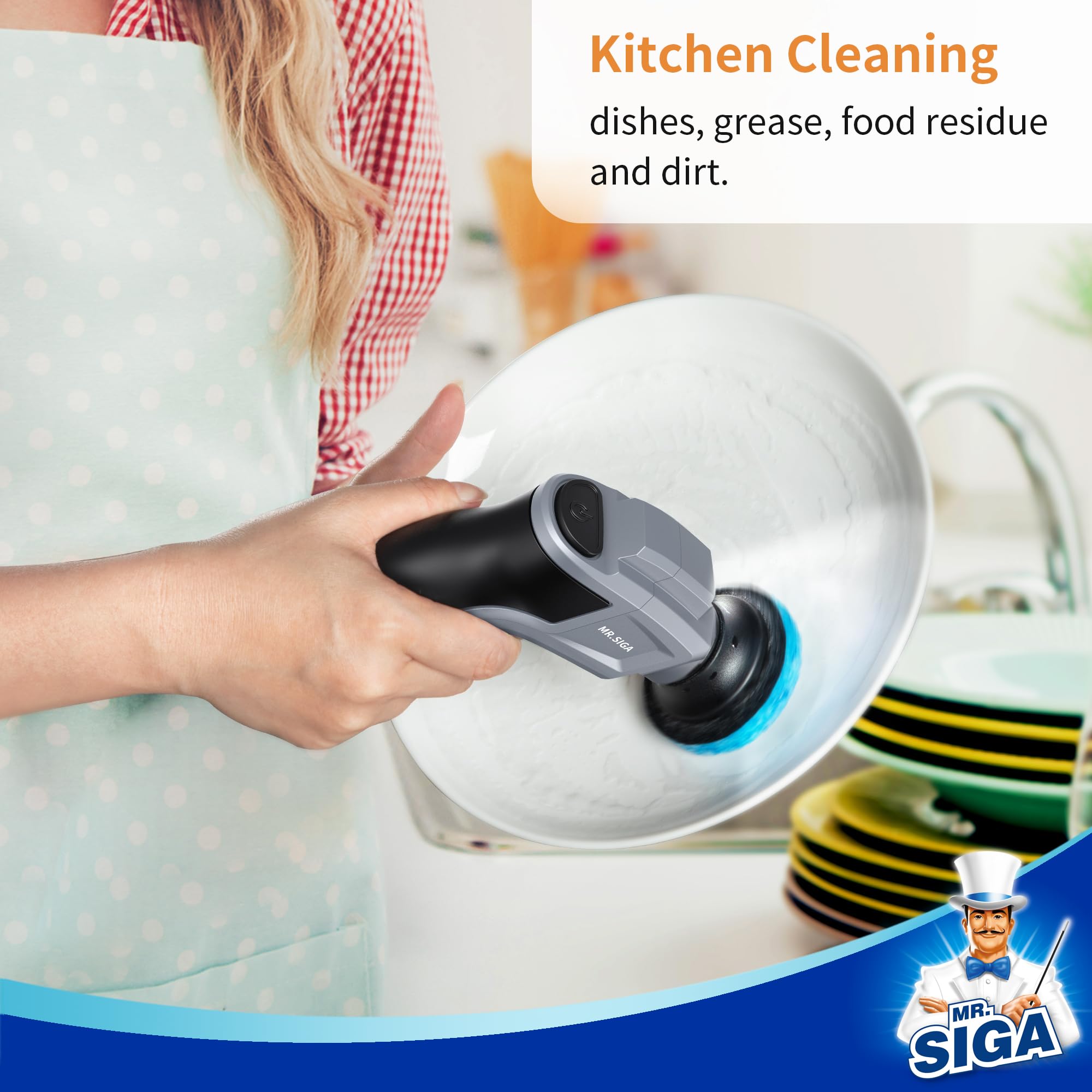 MR.SIGA Non-Scratch Pad Refills for Electric Spin Scrubber, 10 Pack