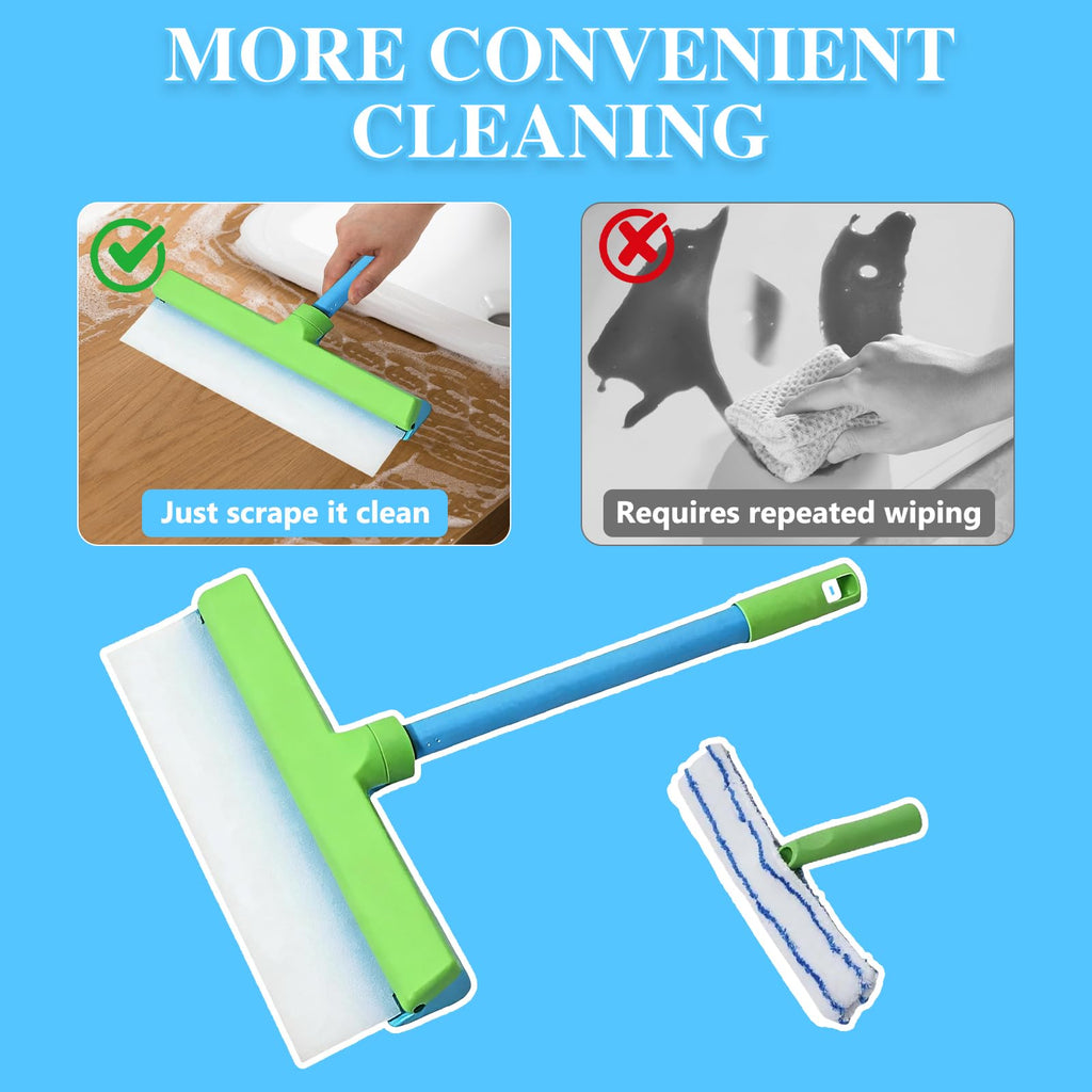 Window Squeegee - Recyclable Cleaner Scraper with Microfiber Scrubber, Window Cleaner for Glass Mirror Car Shower Doors Squeegee