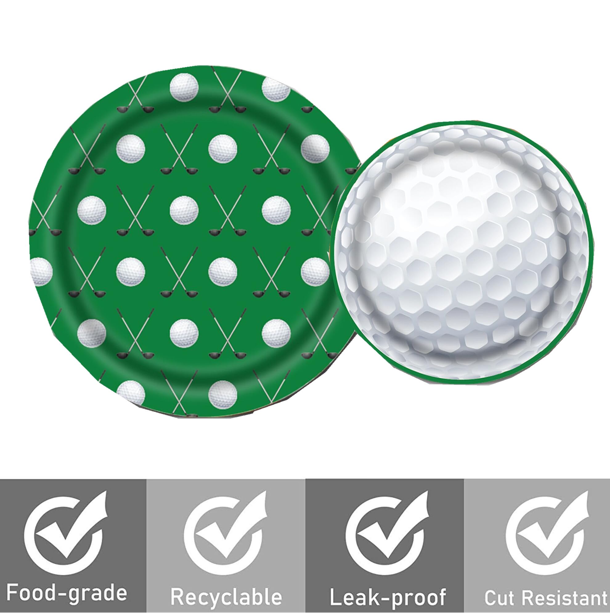 Golf Party Supplies, Golf Party Disposable Tableware Paper Plates Napkins Straws for 16 Guests Golf Sports Birthday Party Decoration