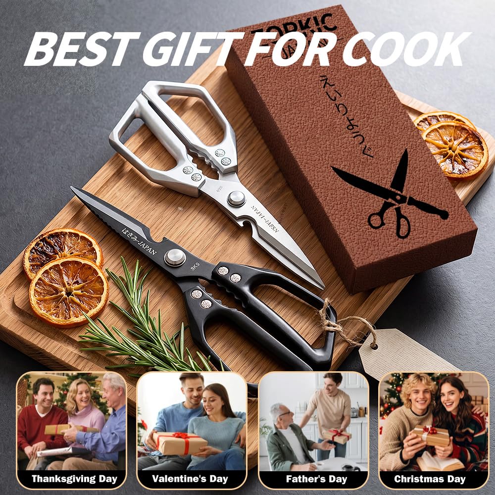 Kitchen Scissors Set, Heavy Duty Poultry Shears All Purpose, Kitchen Scissors for Food Meat Cutting Scissor,Japanese Chicken Shear Bones, Cooking Gifts for Men Women Mom Dad