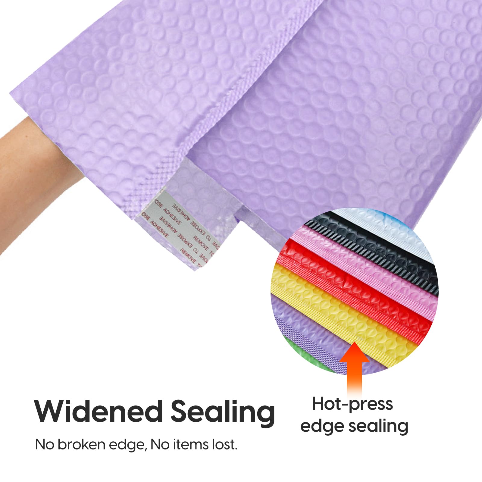 Bubble Mailers Waterproof 5 x 8 inches 50pcs Shipping Envelopes Multicolors Padded Envelopes Self Seal Adhesive (Purple)