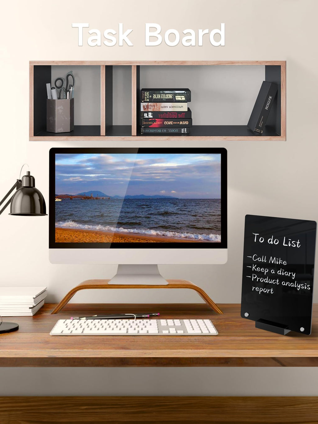 Kivsty 2 PCS Desktop Black Dry Erase Board with Stand - 30 x 20cm Small Acrylic Black Board with Marker and Magnetic Clip, Reusable Desk Notepad, to-Do List, Menu Board Signs for Bar, Office, Home