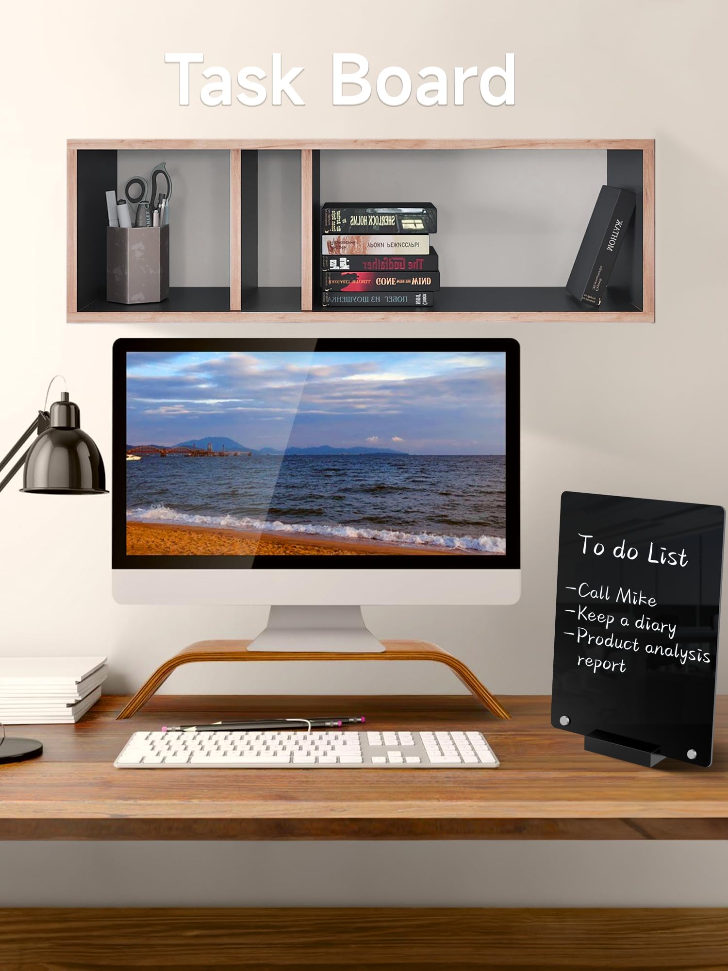 Kivsty 2 PCS Desktop Black Dry Erase Board with Stand - 30 x 20cm Small Acrylic Black Board with Marker and Magnetic Clip, Reusable Desk Notepad, to-Do List, Menu Board Signs for Bar, Office, Home