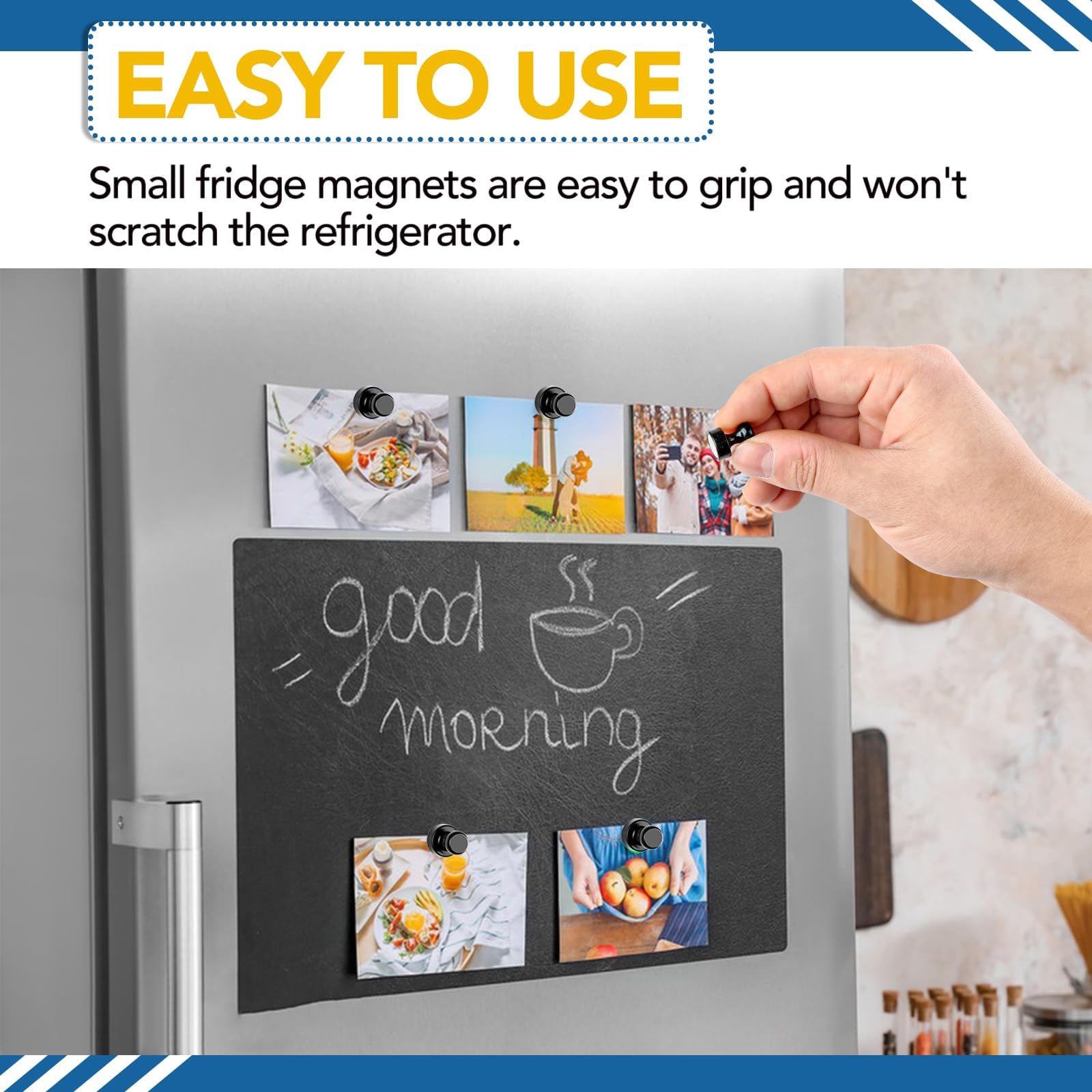 LOVIMAG 30Pcs Black Refrigerator Magnets Fridge Magnets,Small and Dainty Magnets, Metal Magnets for Fridge, Whiteboard, Office, Classroom, Map, Kitchen