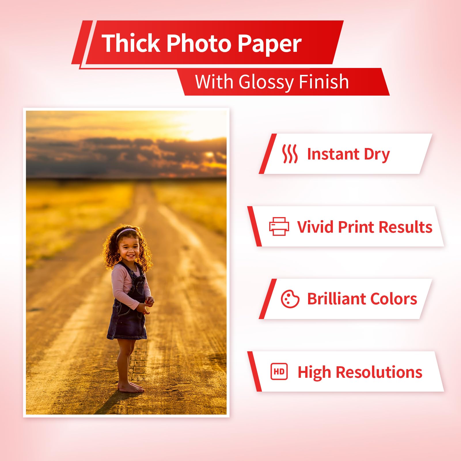 Elygrap 100 Sheets Thick Glossy Photo Paper - 8.5x11 Inches, 69LB 260GSM Heavyweight Photo Paper for Inkjet Printers and Dye Ink, Perfect for Greeting Cards Cake Toppers Photos Crafts