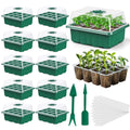Seed Starter Trays, 10-Pack Plant Germination Trays Greenhouse Grow Kit with Humidity Vented Domes and Base for Seeds' Starting (Total 120 Cells)