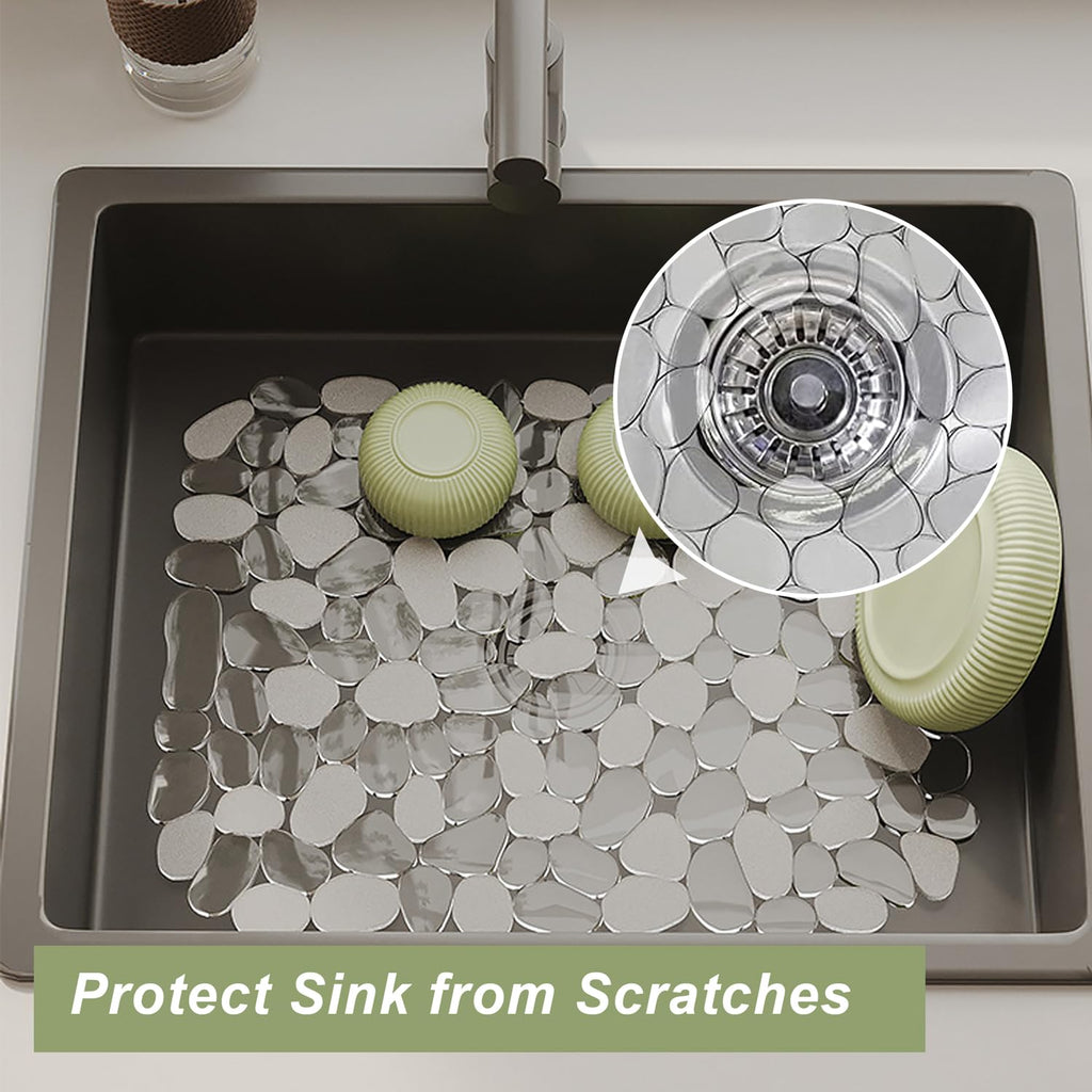 2 PCS Pebble Kitchen Sink Mats - PVC Sink Protector Stainless Steel or Porcelain - Protector for Bottom of Kitchen Sink, 15.8 x 11.8 inches