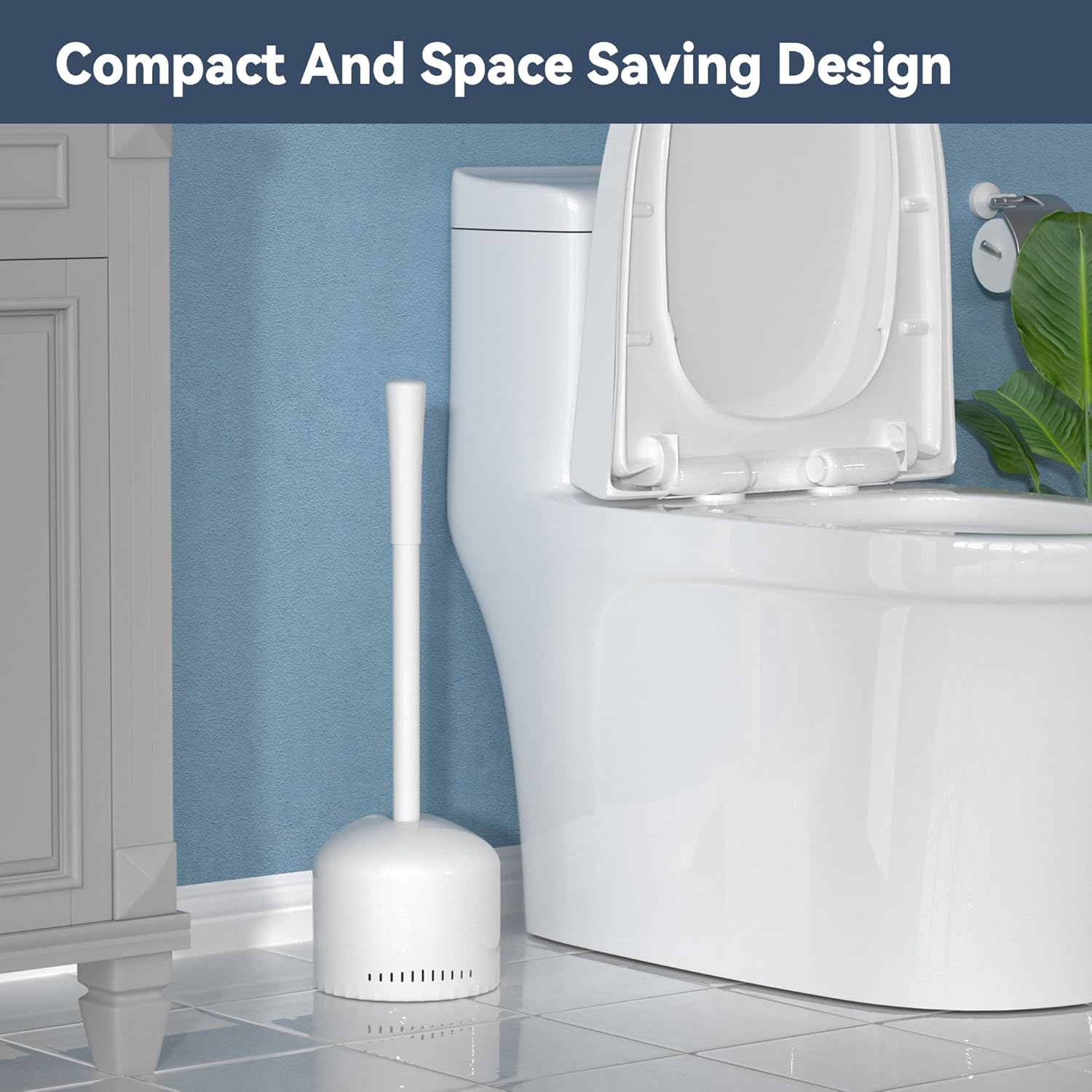 Toilet Plunger with Holder, Plunger with Holder for Toilet, Plungers for Bathroom with Holder, Toilet Plunger Heavy Duty (1, White)