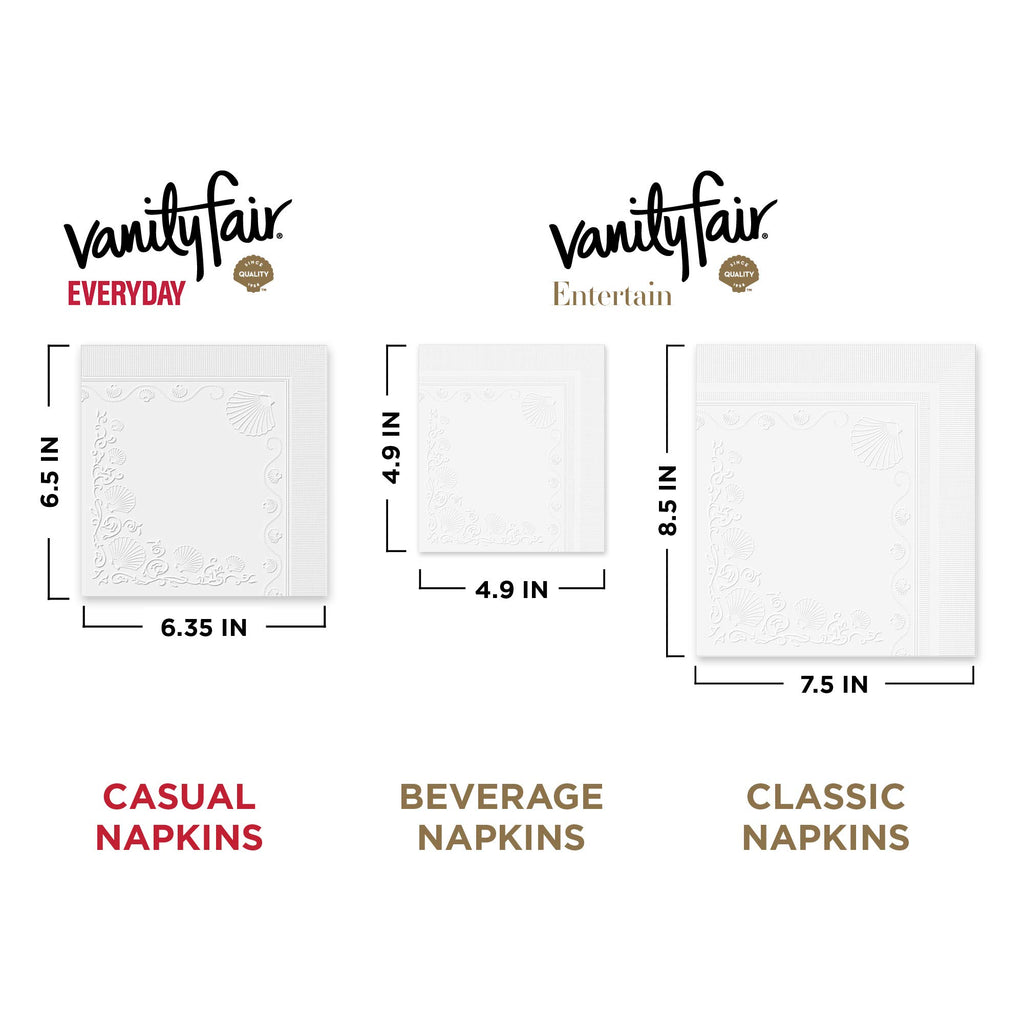 Vanity Fair Entertain Paper Napkins, 40 Count, Disposable Napkins Made for Entertaining and Events