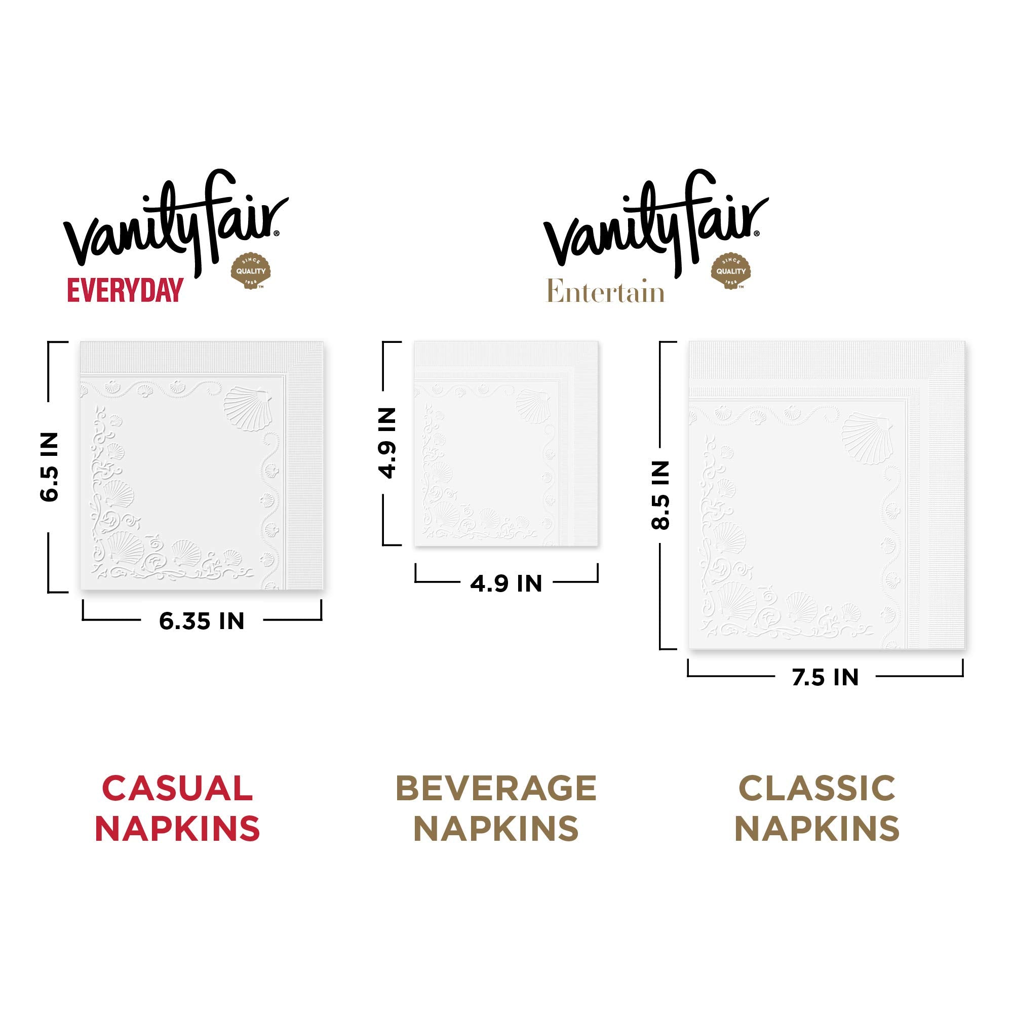 Vanity Fair Entertain Paper Napkins, 40 Count, Disposable Napkins Made for Entertaining and Events
