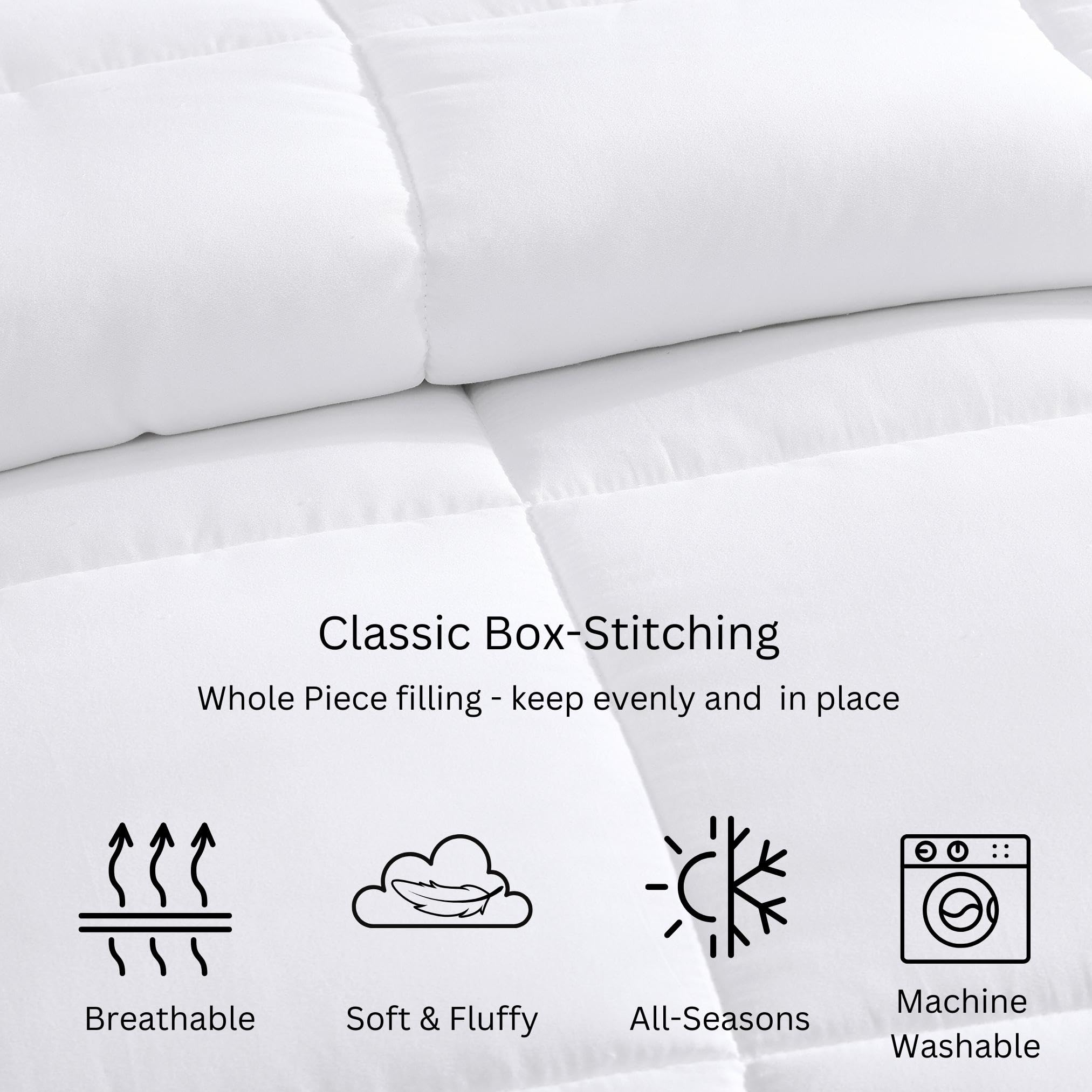 Comforter Twin Size Goose Down Alternative Microfiber Quilted Solid Comforter/Duvet Insert - Ultra Soft Hypoallergenic Bedding - Medium Warmth for All Seasons Twin Comforter - White