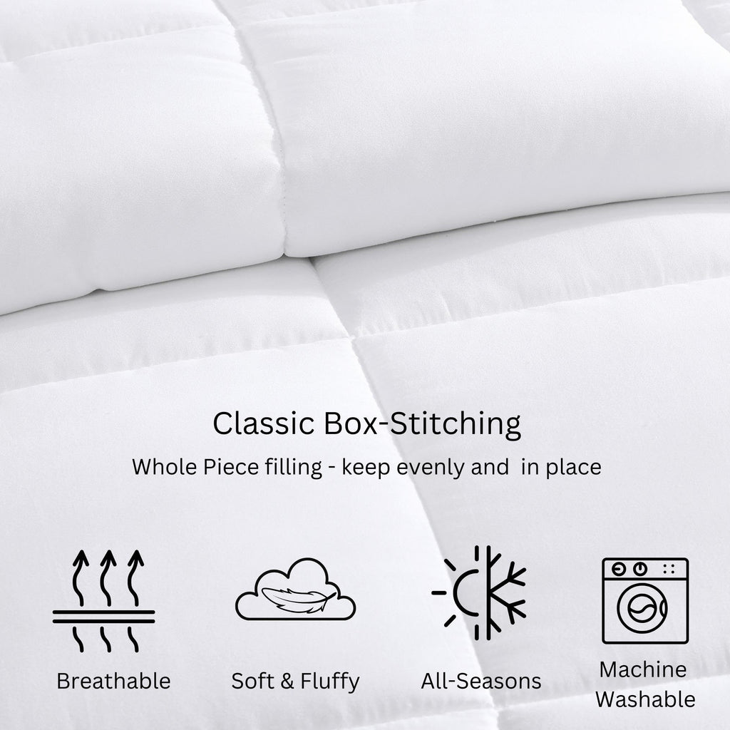Comforter King Size Goose Down Alternative Microfiber Quilted Solid Comforter/Duvet Insert - Ultra Soft Hypoallergenic Bedding - Medium Warmth for All Seasons King Comforter - White