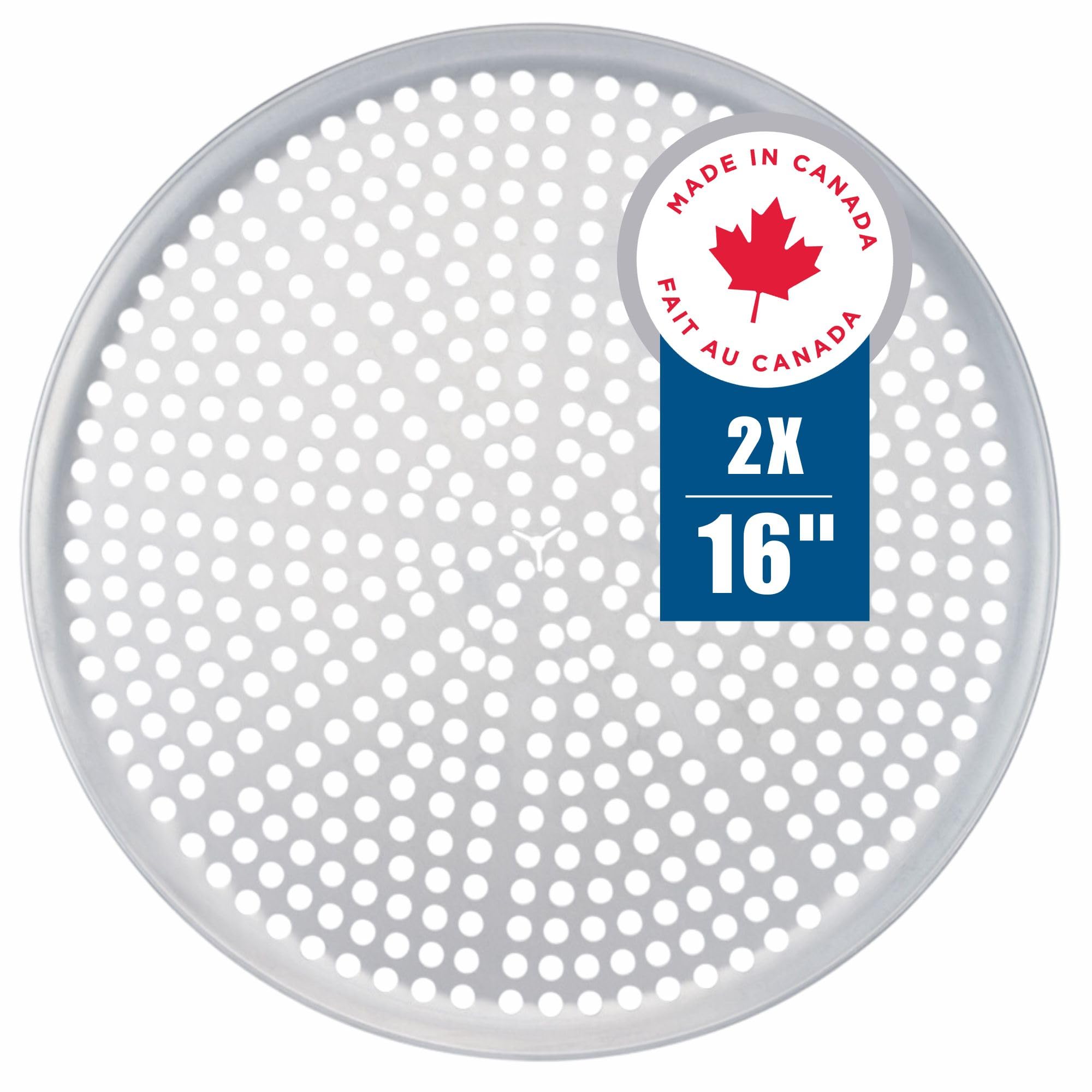 Norjac Pizza Pan with Holes, 16 Inch 2 Pack, Aluminum Pans for Oven, Round, Rust-Free & Heavy-Duty, Perforated Baking Tray for Crispy Crust