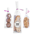 Restaurantware Plastic Treat Bags 100 Count 2 x 2 x 8.25 Inches Heat-Sealable Goodie Packaging Flat Bottom Design Clear