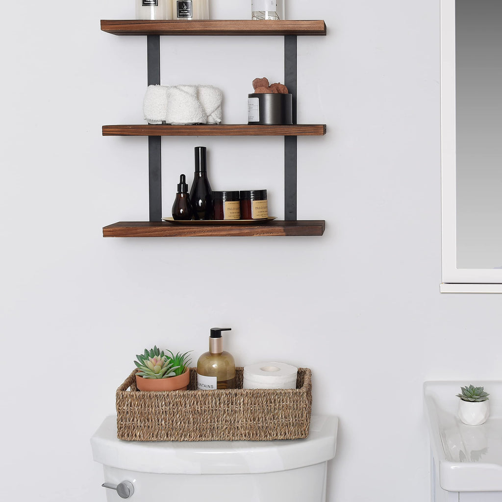 StorageWorks Seagrass Baskets with Built-in Handles, Bathroom Decor Box for Toilet Tank Top, 14"L x 6 "W x 3"H