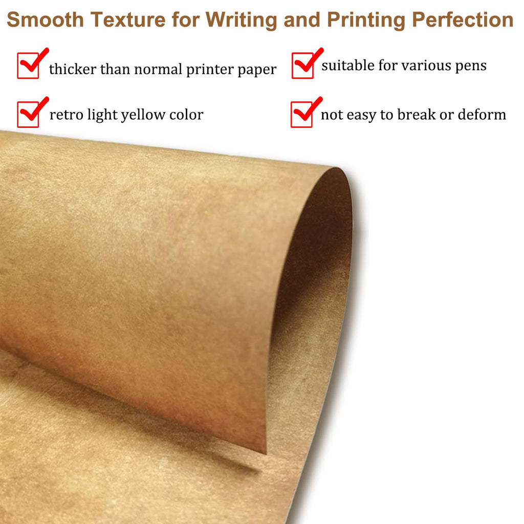 Acidea 100 Sheets Vintage Stationery Paper, 120GSM Thicker A4 Vintage Double Side Printing Papers, Antique Textured Looking Letterhead Paper for Resume, Diploma, Writing, Certificates