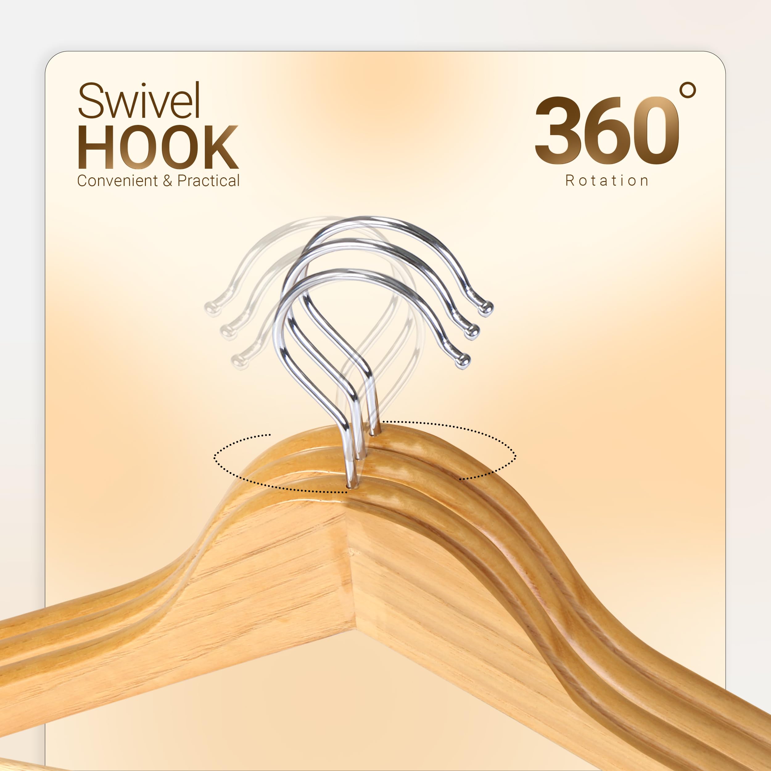 Utopia Home Premium Wooden Hangers 20 Pack - Heavy Duty & Durable Coat Hanger - Wood Hanger with 360-Degree Rotatable Hook - Clothes Hangers with Non-Slip Shoulder Notches For Shirts & Coats (Natural)