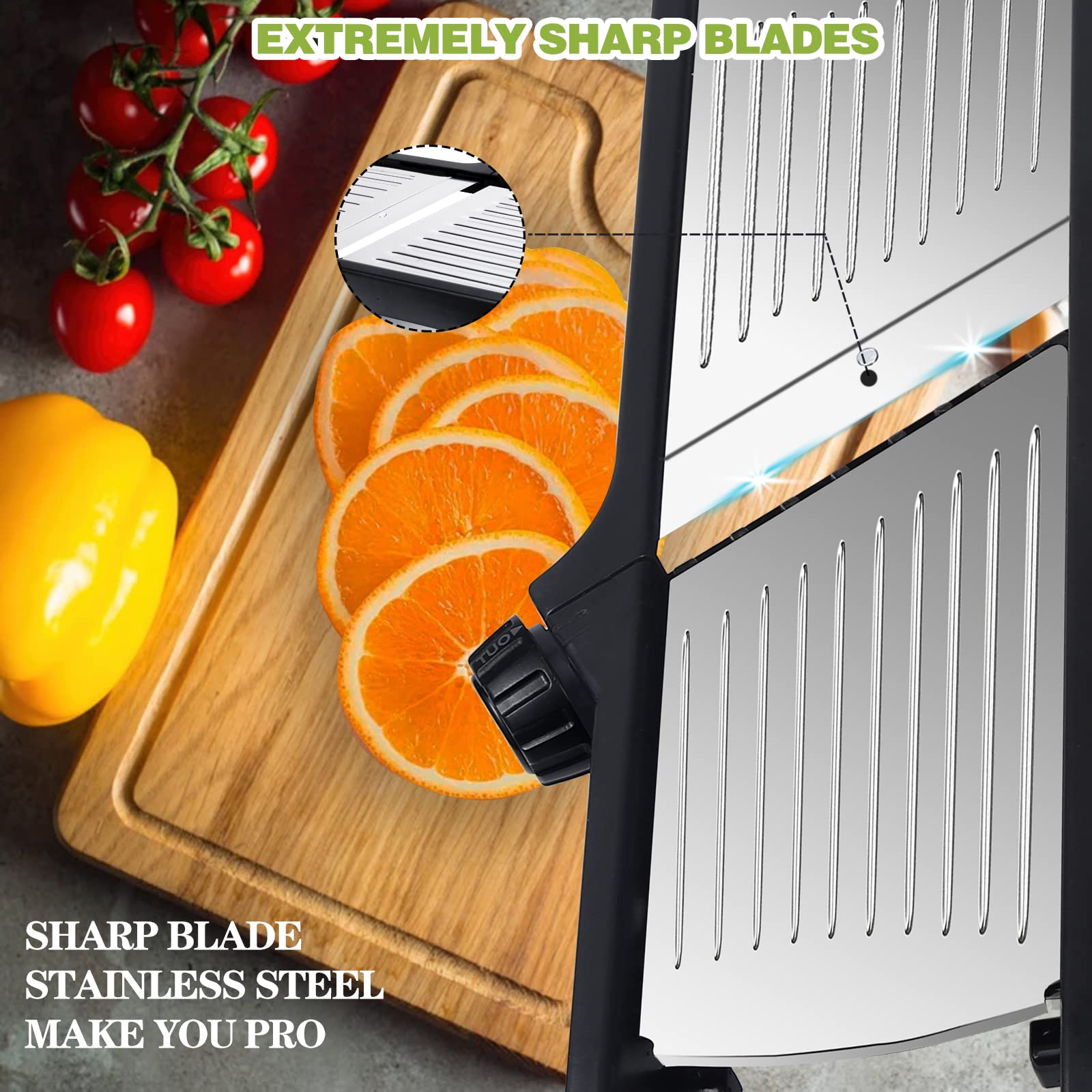 Blamovo Mandoline Slicer for Kitchen, Vegetable Mandolin Slicer with Adjustable Thickness by One-Knob Control, Veggie Fruit Potato Slicer Julienne, with Safety Gloves