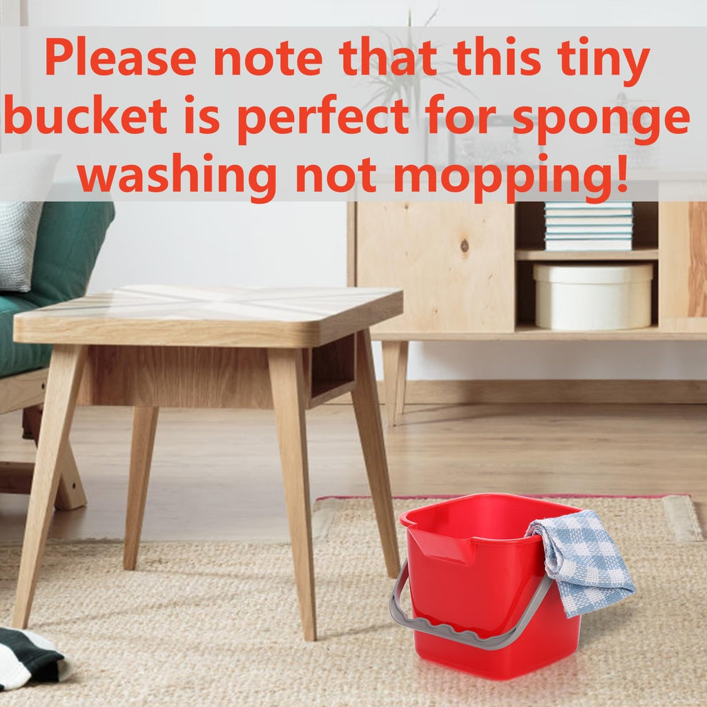 Peohud 4 Pack Sanitizing Buckets, 3 Quart Small Cleaning Pail, Square Cleaning Bucket Detergent Bucket with Spout and Handle for Home, Offices, School, Commercial Use