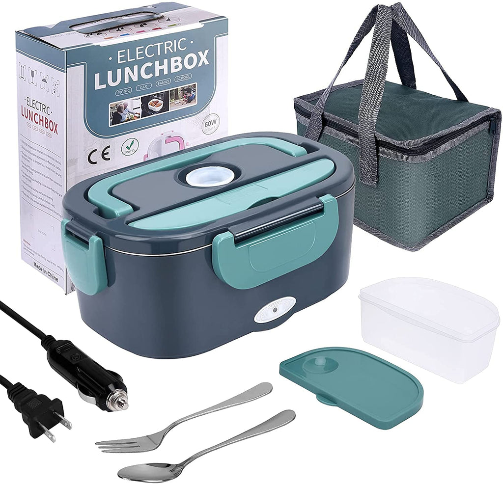Electric Heated Lunch Box Food Heater/Warmer Portable for Adults Car Truck and Home Work Electric Lunch Box - Leak Proof, 1.5L Removable 304 Stainless Steel Container