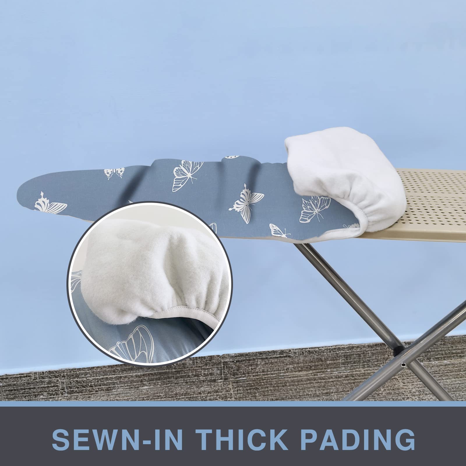 VividPaw Ironing Board Cover and Pad 18x49, Extra Wide, Thick Padding, Elastic Edge, Silicone Coated, Resist Scorching and Staining, Heavy Duty Iron Board Covers (Butterfly, 18" x 49")