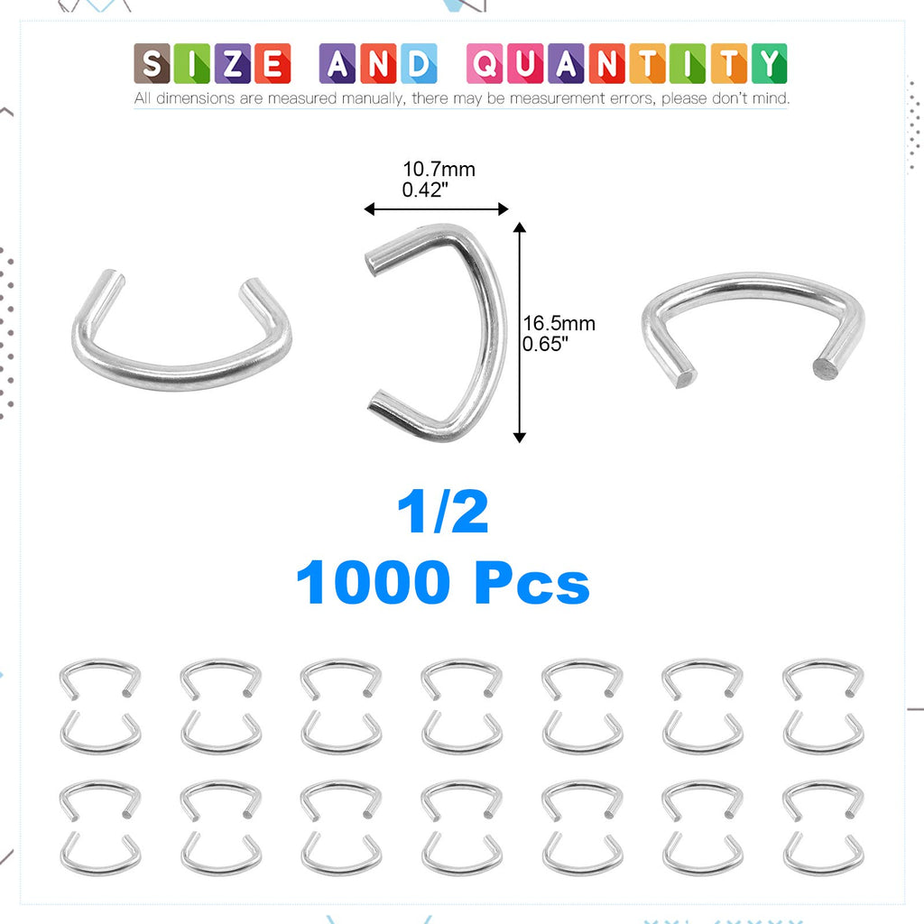 Glarks 1000Pcs 3/4'' Upholstery Steel Hog Rings kit for Auto Upholstery, Bungee Cord, Fencing, Animal Pet Cages, Meat Bags, DIY Craft, Furniture and More (3/4'' Hog Rings)