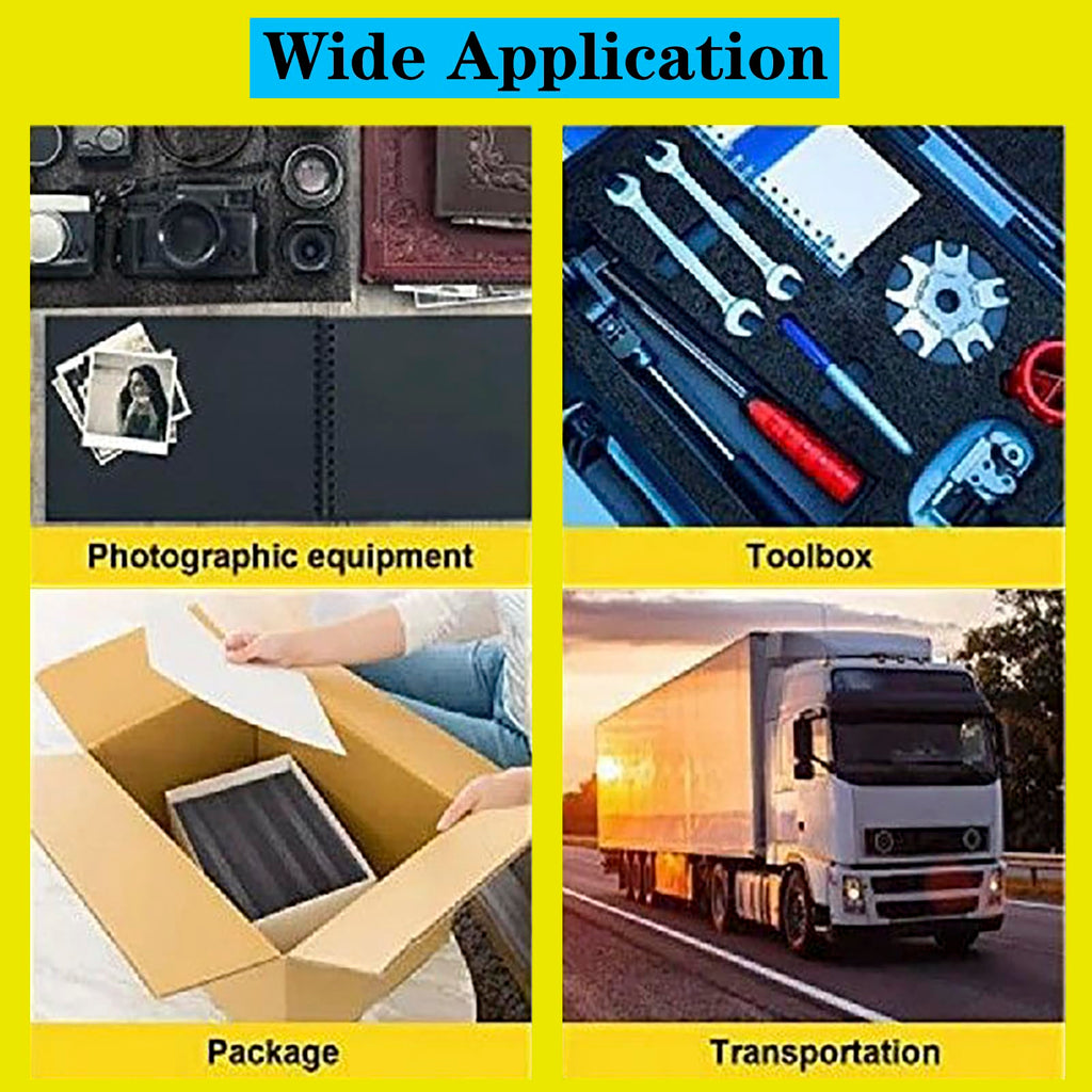 QISF 2PCS Cuttable Polyethylene Foam Block 12x10x3.5Inch Packing Sheet,9CM/3.5In Thick Padding Inserts Foam for DIY Crafts,Cases and Boxes Packing, Black