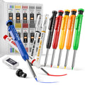 Nicpro 6 Pack CP1000 Carpenter Pencils with Sharpener, 66 Refills with 3 PCS Deep Hole Long Nib Marker Pens, Ceramics Glass Multi-Material Surface Woodworking Tools Construction for Architect Marking