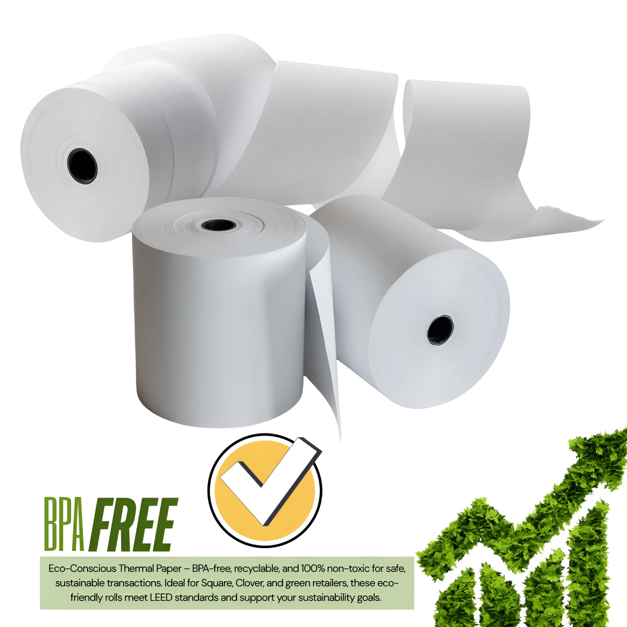 (10 Rolls) 3 1/8" x 230ft Thermal Paper Rolls- BPA Free 80mm, Receipt Paper Rolls for POS Systems, Cash Register, Square Terminal, Clover, Epson TM-T88V, Star TSP100III