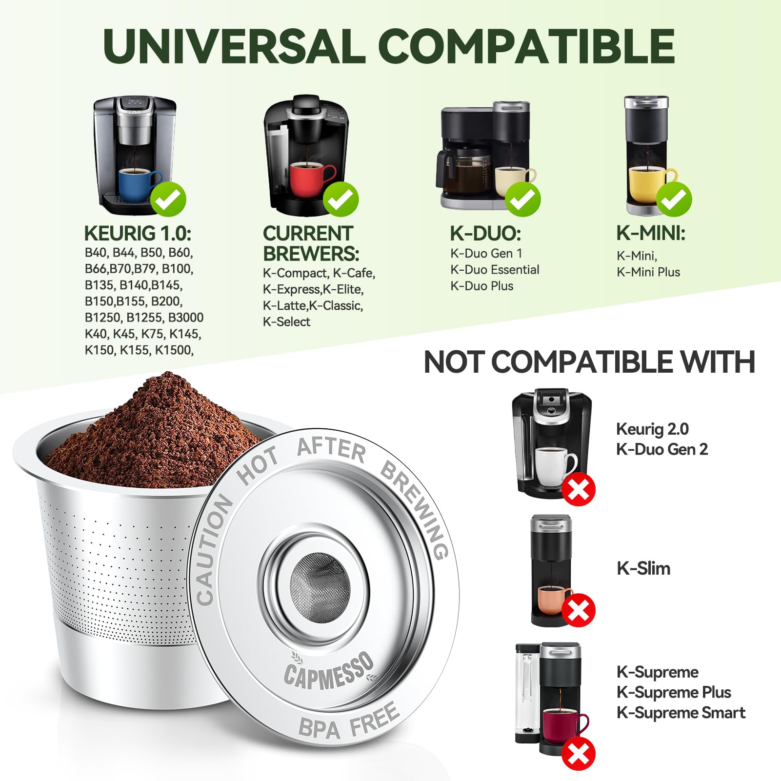 6 Pack Reusable K Cups Coffee Pods for Keurg 1.0: Stainless Steel Refillable K Cup - Reusable Coffee Filter for Keurg 1.0 Coffee Maker, Permanent, Eco-Friendly, Innovative Design