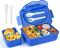 Lunbxx Kids Lunch Box, Bento Lunch Boxes for Kids, 5 Compartments Lunch Containers for Adults Kids,Bento Box Adult Lunch Box with Utensil Reusable & Leakproof (Bright Blue)