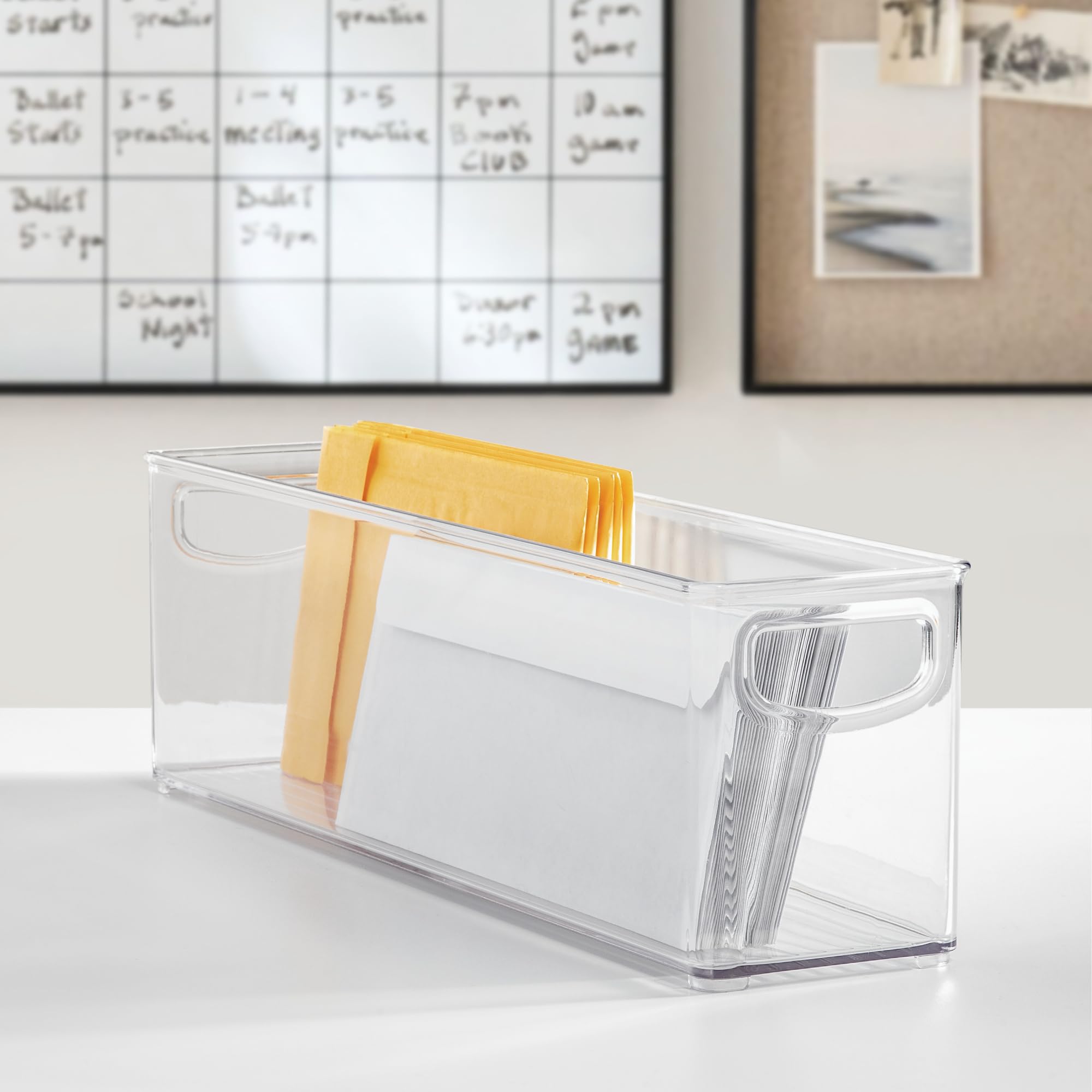 iDesign Plastic Stackable Pantry Bin - Storage Bin with Handles for Cabinets or Fridge - Set of 2 - Clear