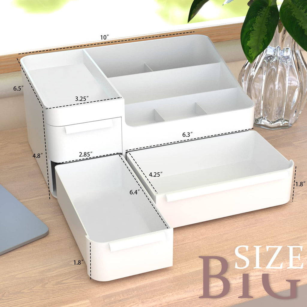 Makeup Organizer with Drawers, Countertop Organizer for Vanity, Bathroom and Bedroom Desk Cosmetics Display Case for Brushes, Lotions, Perfumes, Eyeshadow, Lipstick and Nail Polish