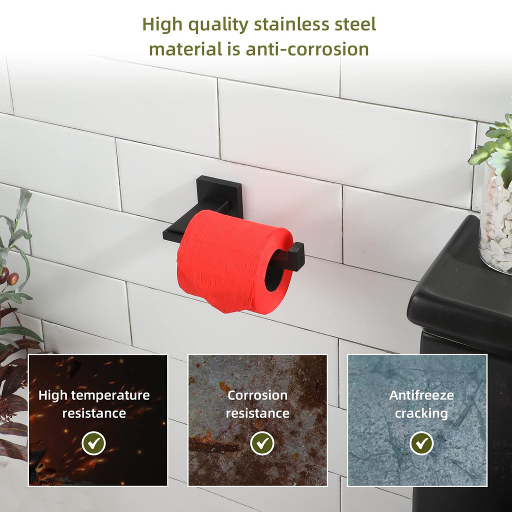 KOKOSIRI Black Toilet Paper Holder for Bathroom Tissue Paper Dispenser Stainless Steel Toilet Roll Holder Hold Mega Rolls Wall Mounted, B2006BK