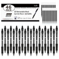 Lineon 46 Pack Black Gel Ink Pens (20 Gel Pens with 26 Refills) Medium Point Retractable Writing Smooth Writing with Comfortable Grip for Office School