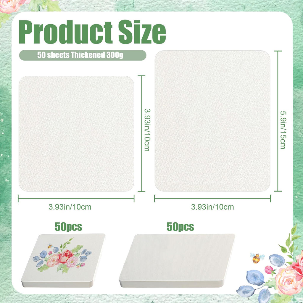 Watercolor Paper, 100 Pcs Watercolor Paper Pad, Watercolor Paper Bulk for Students, Artists, Sketch Painting