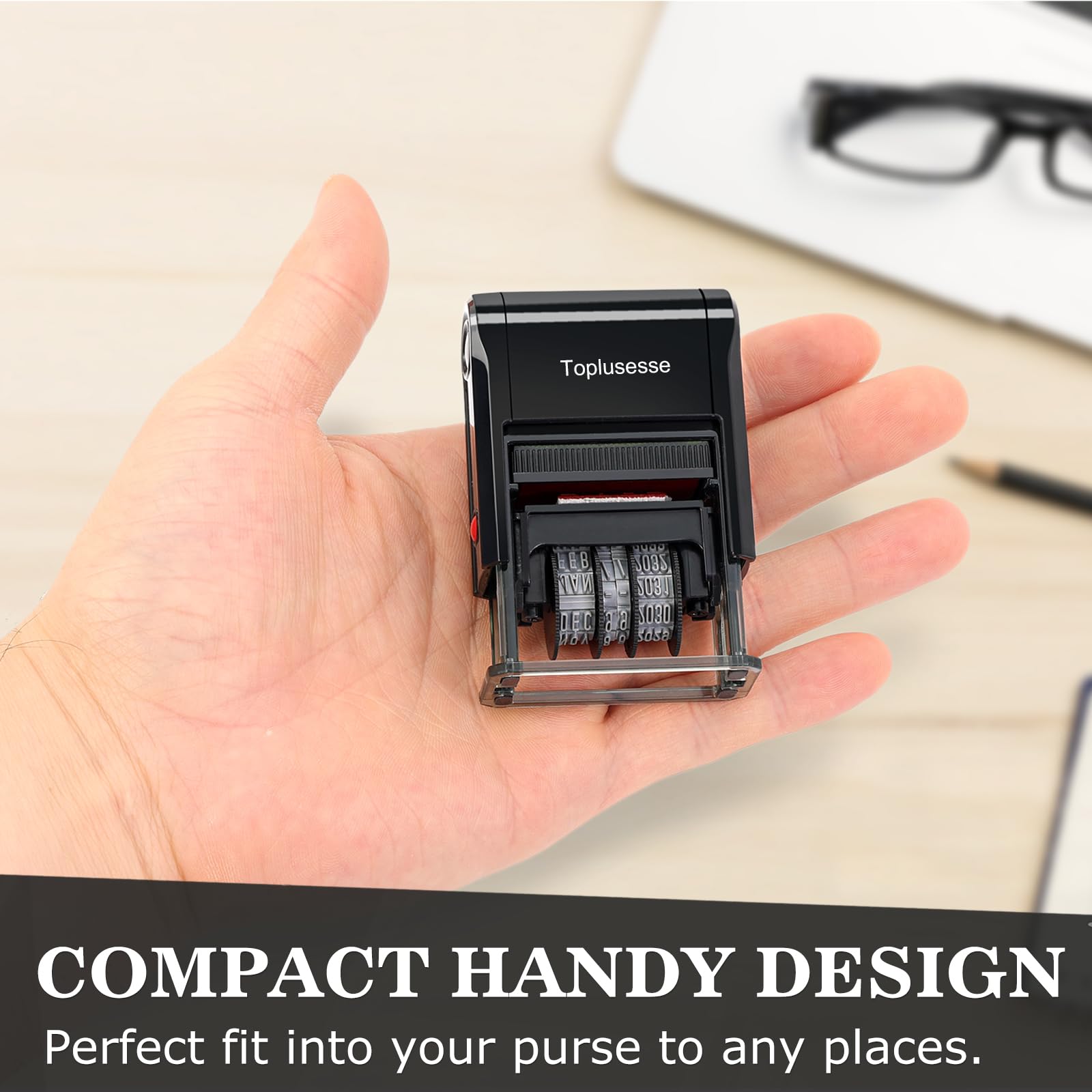 Toplusesse Paid Stamp with Date Self-Inking Paid Date Stamp Office Rubber Phrase & Date Stamp for Business 12-Year Band Red Ink 2024-2035