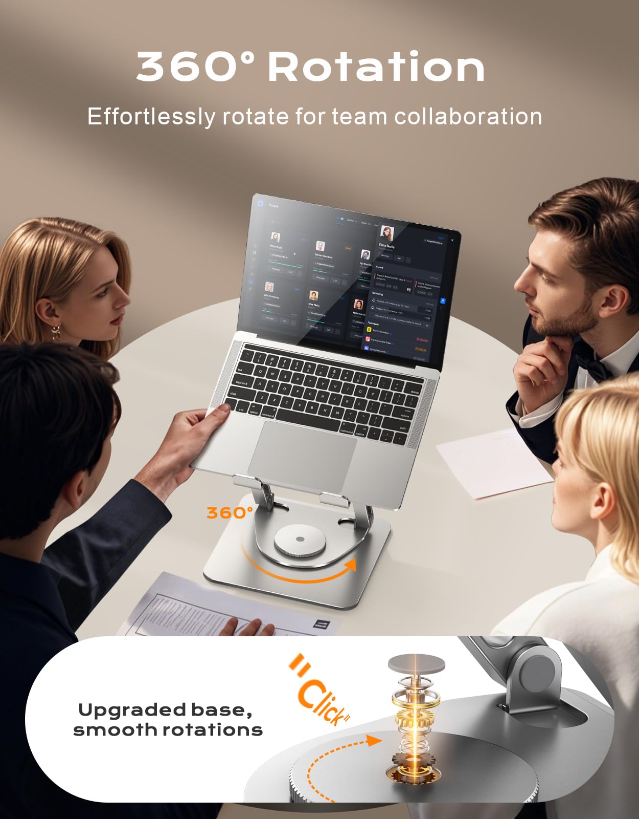 Zewwen 360° Flexible Rotating Laptop Stand for Desk, Ergonomic Adjustable Laptop Riser Holder with Dual-bar Support, Portable Computer Stand for MacBook Air Pro, Dell XPS, HP (10-16")
