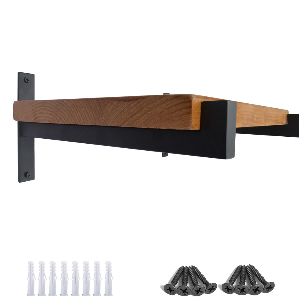OVOV 2 Pack Heavy Duty Shelf Brackets Wall Mounted Brackets for Shelves Industrial Metal Shelf Supports Black 12 Inch