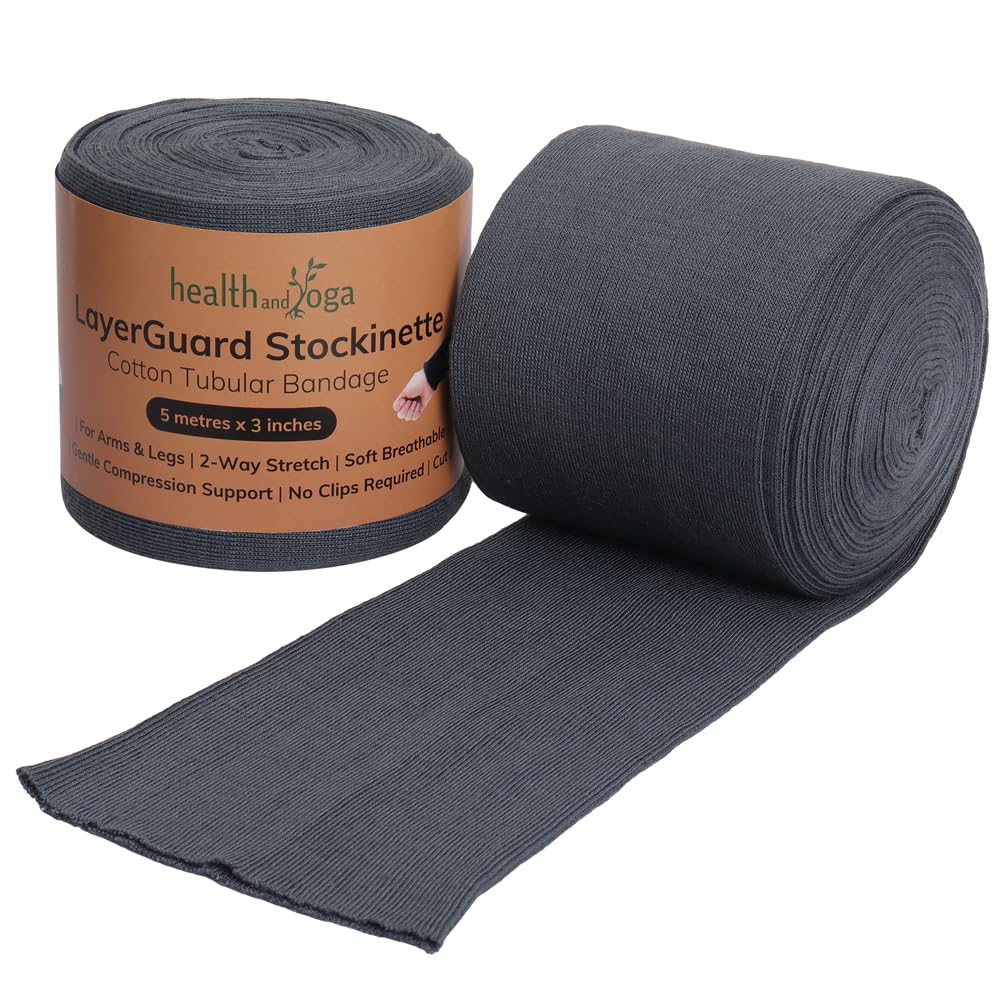 LayerGuard Cotton Stockinette Sleeve Roll, Stretchable Raw Cotton - Comfort wear, Sweat Absorbent (Grey 3 Inch)