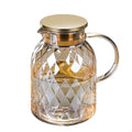 1.8L 60 oz Amber Glass Pitcher with Lid and Handle 2 Quart Water Pitcher with Spout Beverage Serveware Iced Tea Jug Water Carafe Heat Resistant Refrigerator Usable
