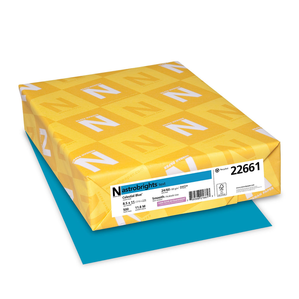 Neenah Astrobrights Premium Color Paper, 24-Pound, 8.5 x 11-Inch, 500 Sheets, Celestial Blue