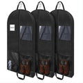 Belinlen 3pack 43" Garment Bags for Travel Hanging Clothes Suit Bag with 4" Gussetes for Cover Clothes Protection Suit Garment Bag with 2 Mesh Pockets and 2 Carry Handles (Black)